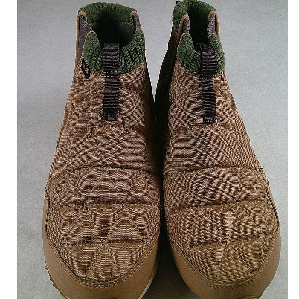 Teva Ember Commute Slip-On WP Tan Green Quilted Waterproof Boots 1123431